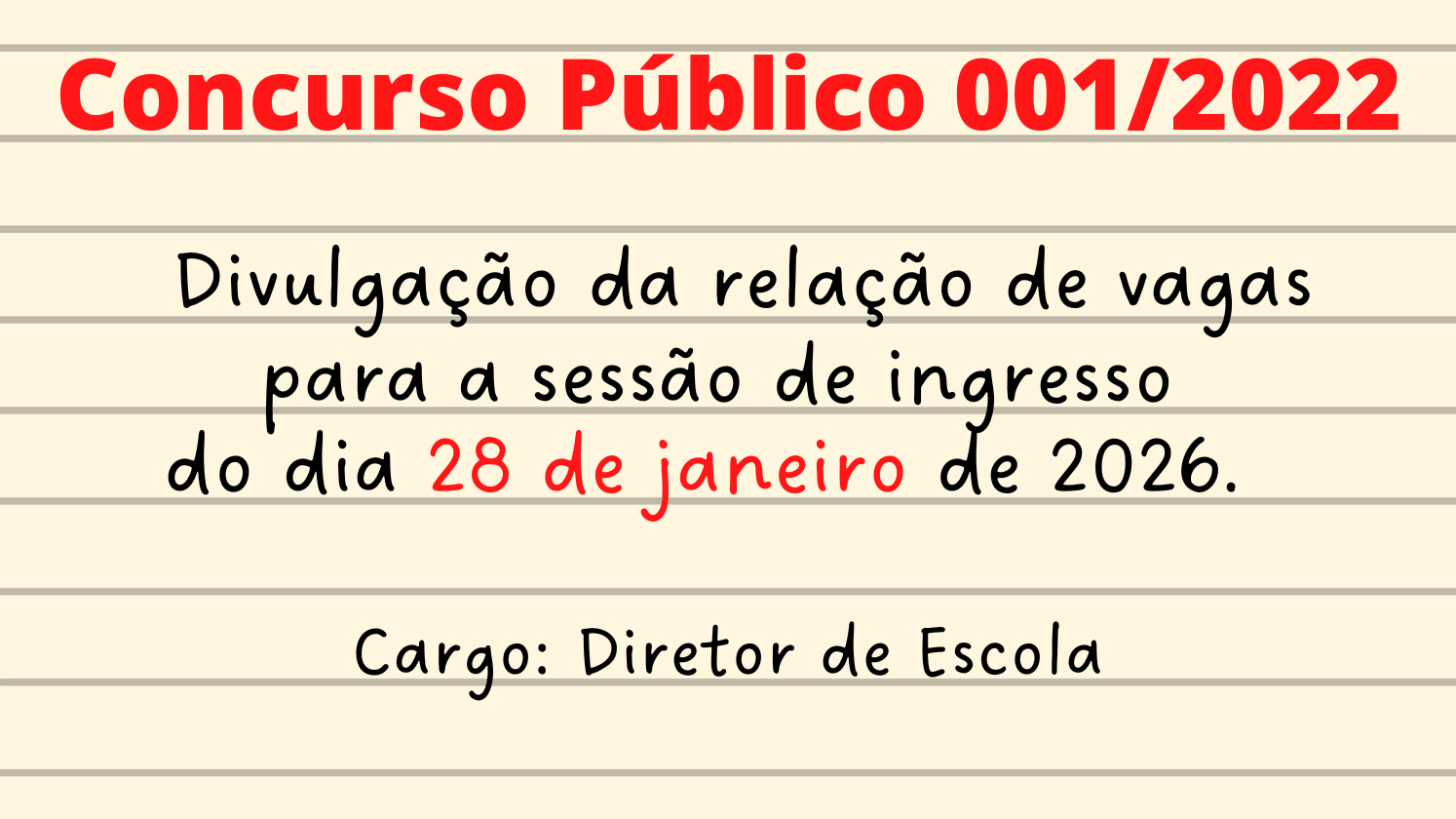 Imagem notícia Relação de Vagas para INGRESSO (Concurso Público 01/2022)